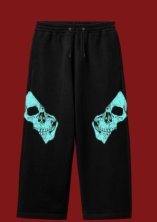 Aqua Skull Inferno Sweatpants 💀🔥