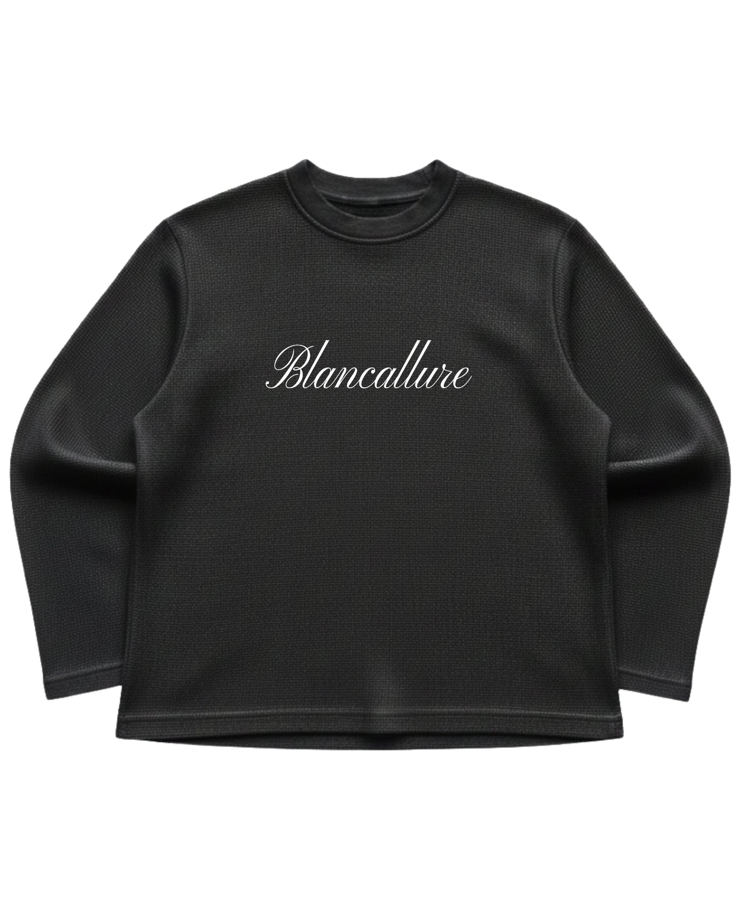 Black waffle knit oversized full-sleeve Front Design