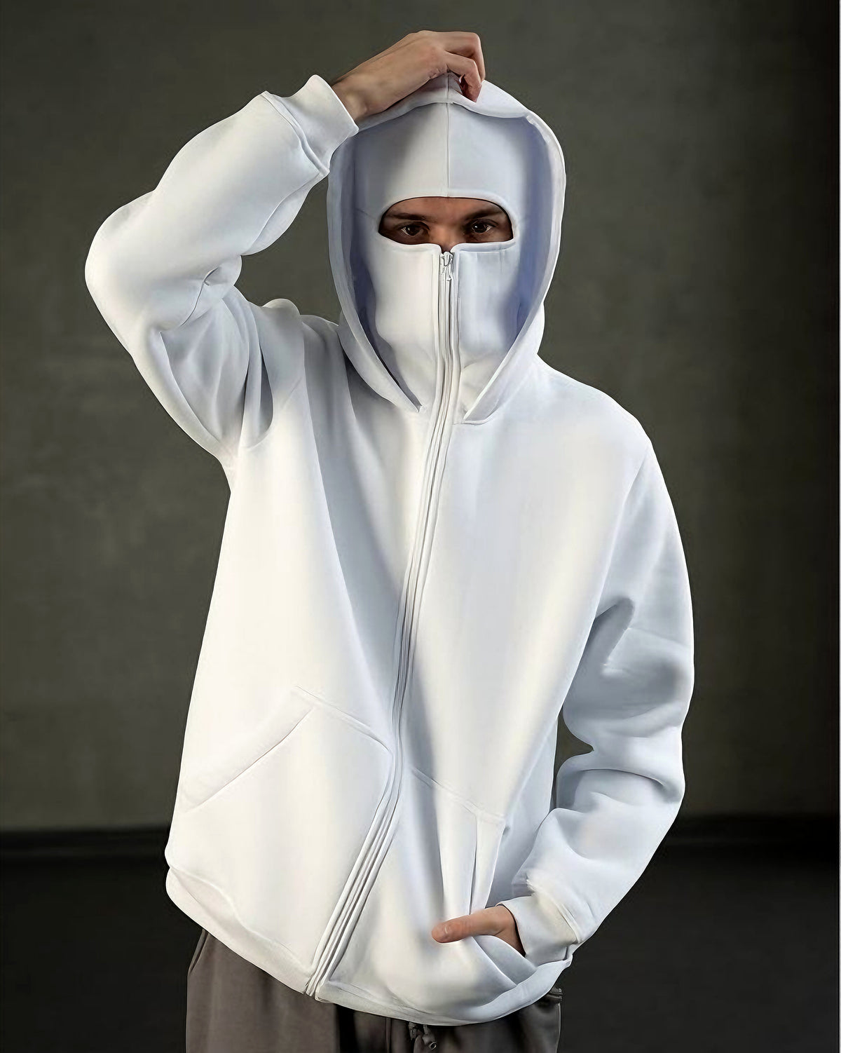 GhostVeil Ninja Zip Hoodie – Snow Edition