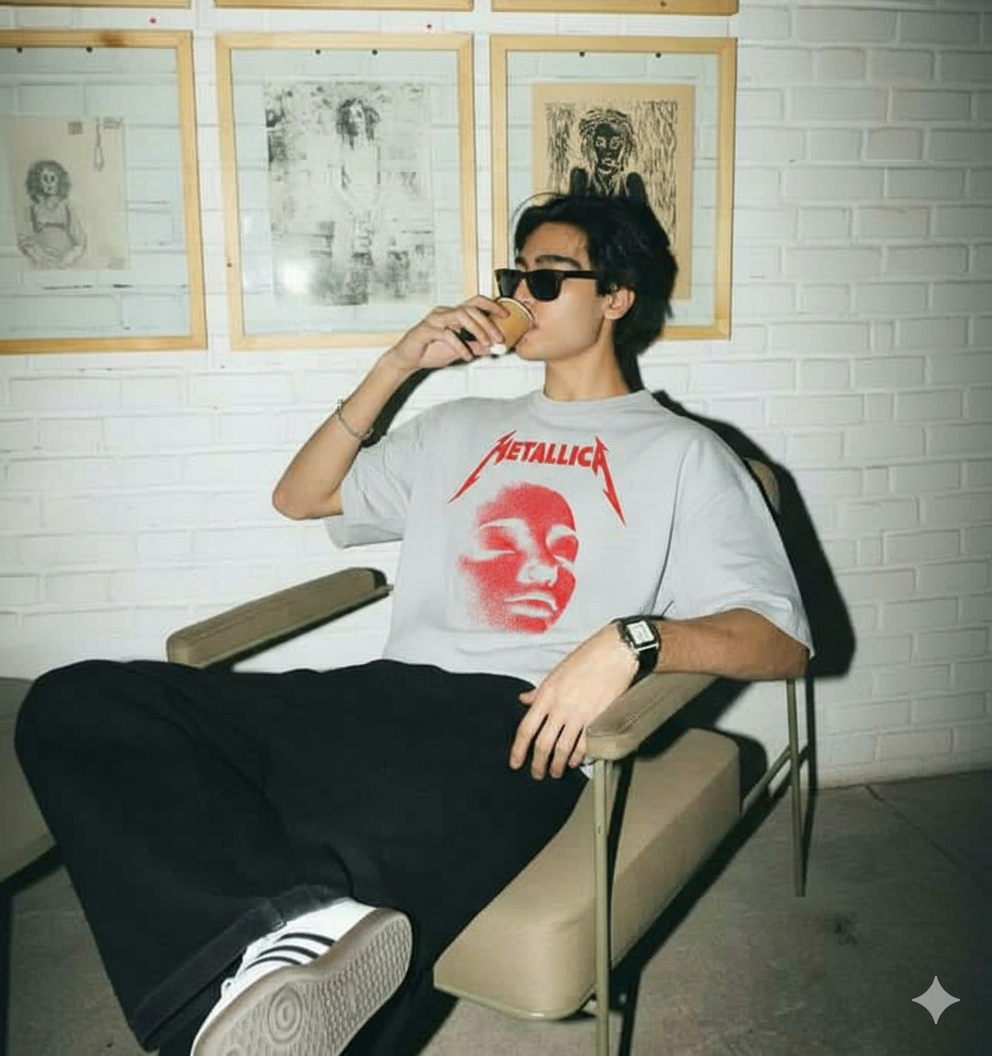 🔥 HOT SALE Red Halftone Face – Metalcore Street Tee 👕